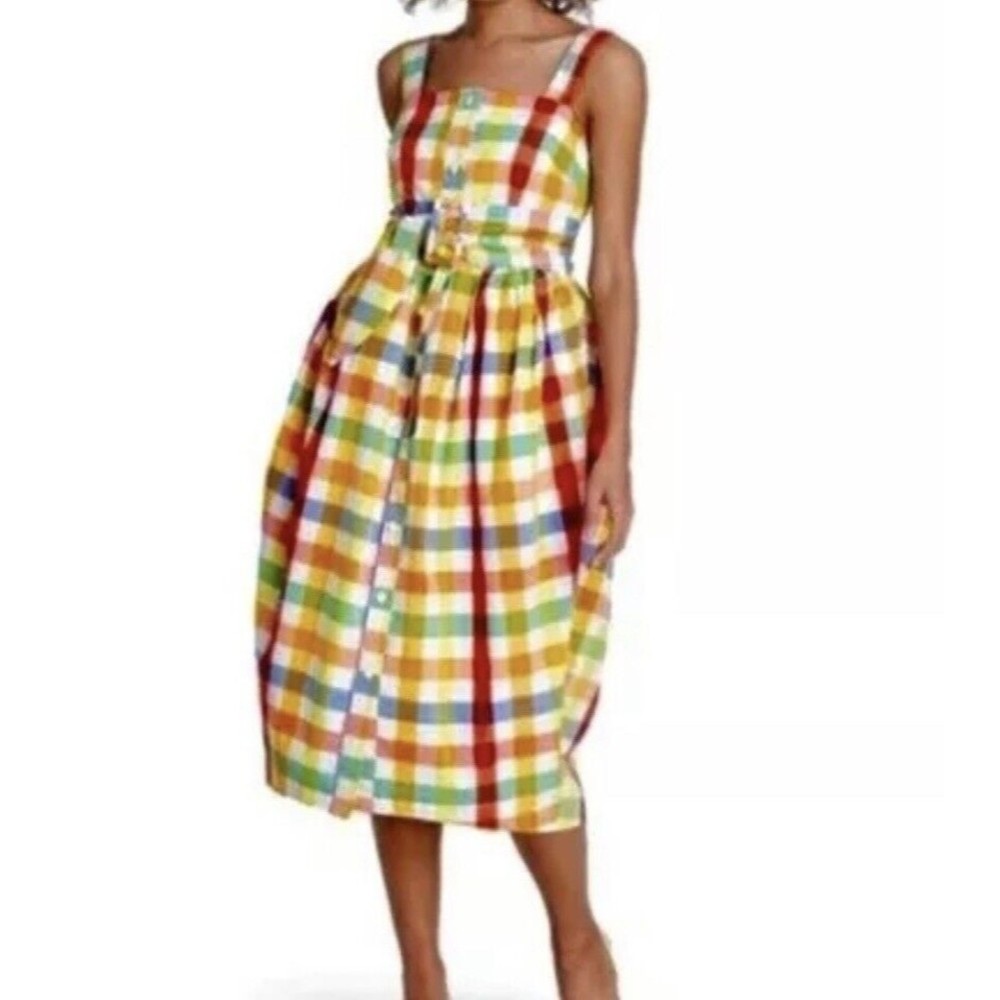 Christopher John Rogers x Target Belted Dress Checkered Rainbow Plaid Sz 10 NWT